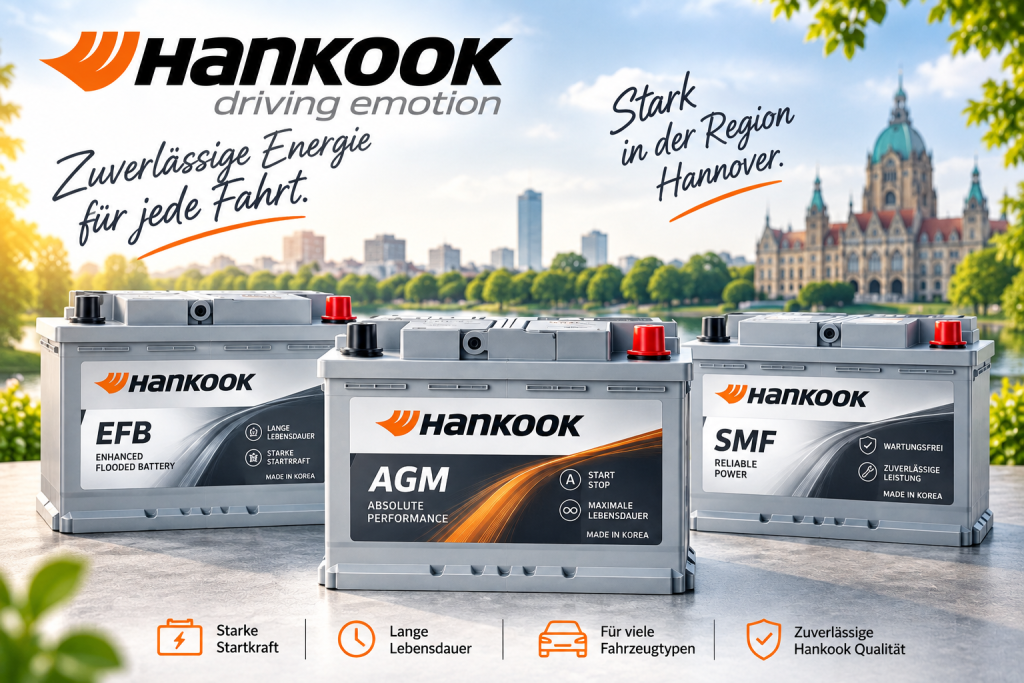Hankook Autobatterien AGM, EFB und SMF für die Region Hannover